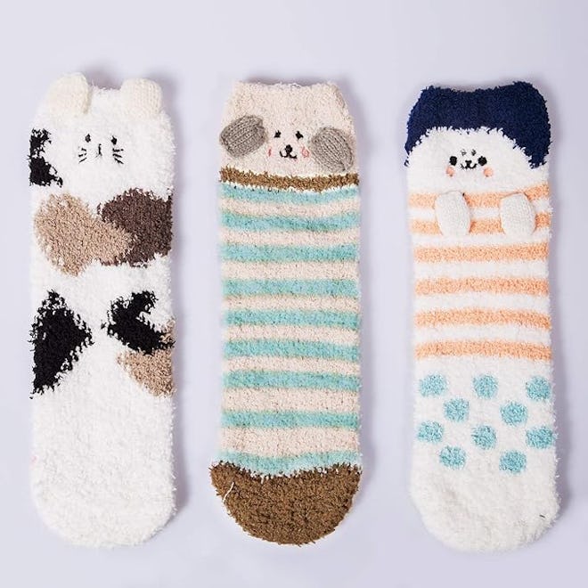 Loritta Fuzzy Cat Socks (3 Pairs)