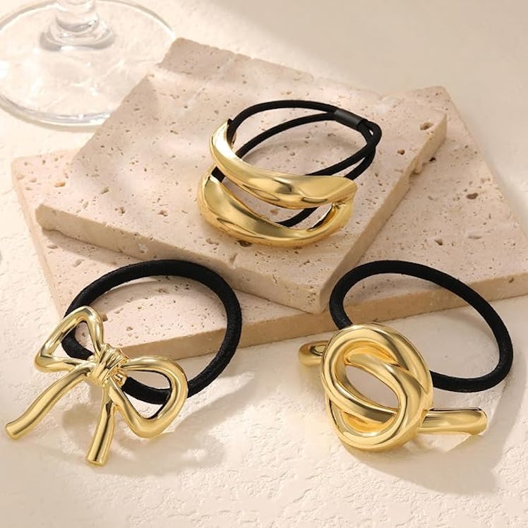 Yougeigy Gold Hair Ties (3-Pack)