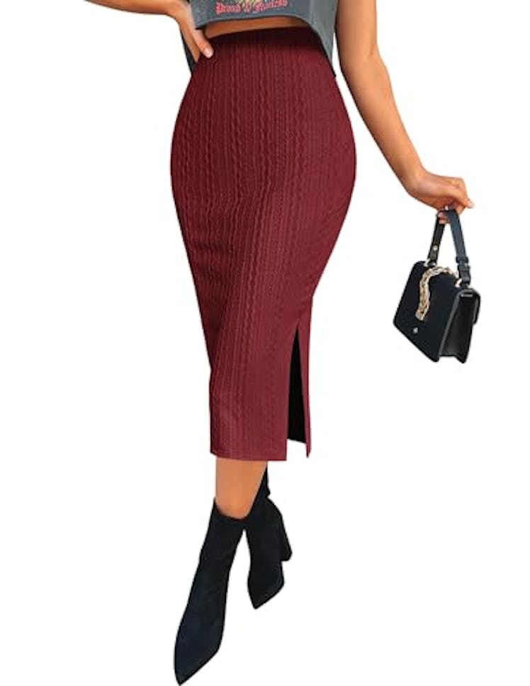 Zeagoo Knit Midi Skirt