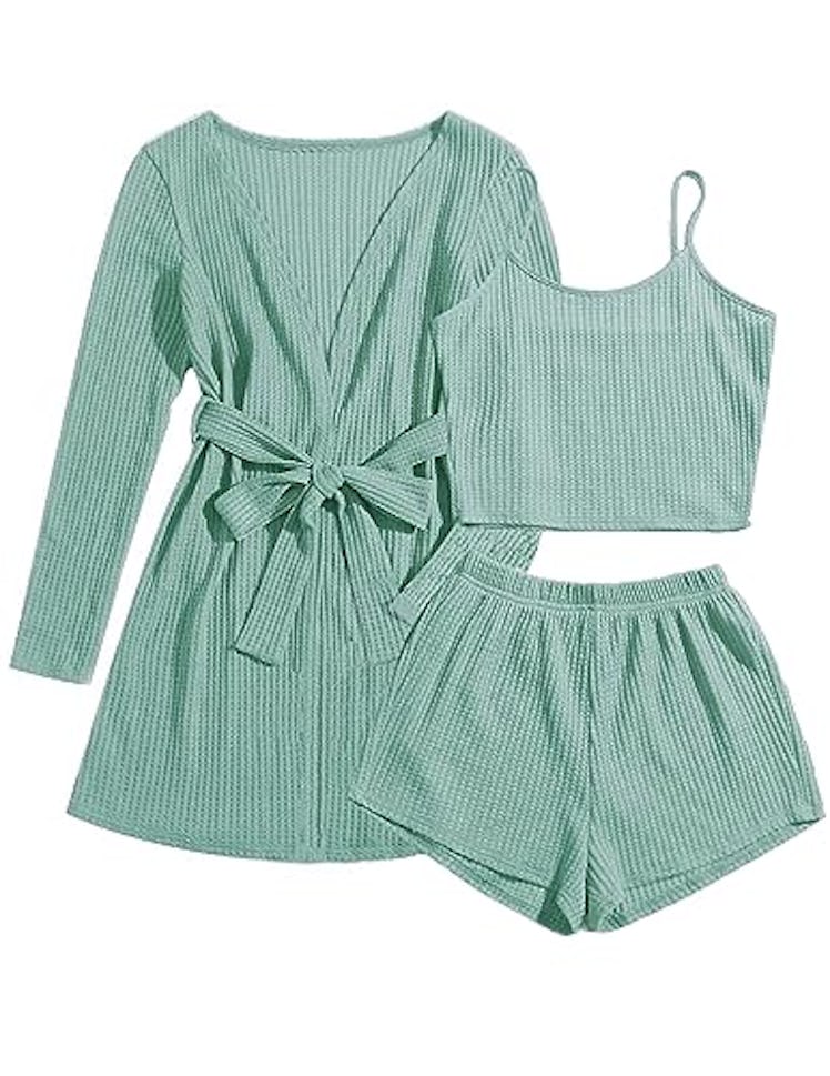 Ekouaer Waffle Knit Lounge Set (3-Piece)