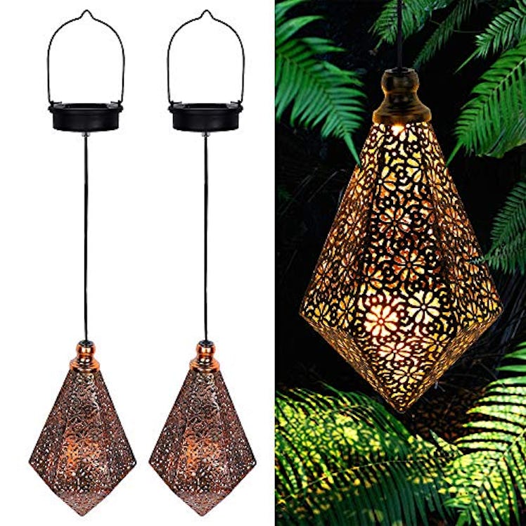 MAGGIFT Diamond Shape Solar Hanging Lights (2-Pack)