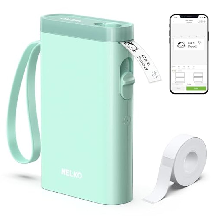 Nelko Label Maker Machine with Tape, P21 Portable Bluetooth Label Printer, Wireless Built-in Cutter ...