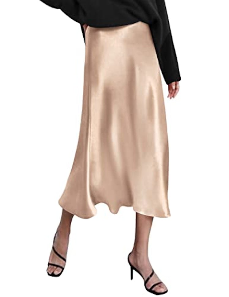 Zeagoo Satin Midi Skirt 