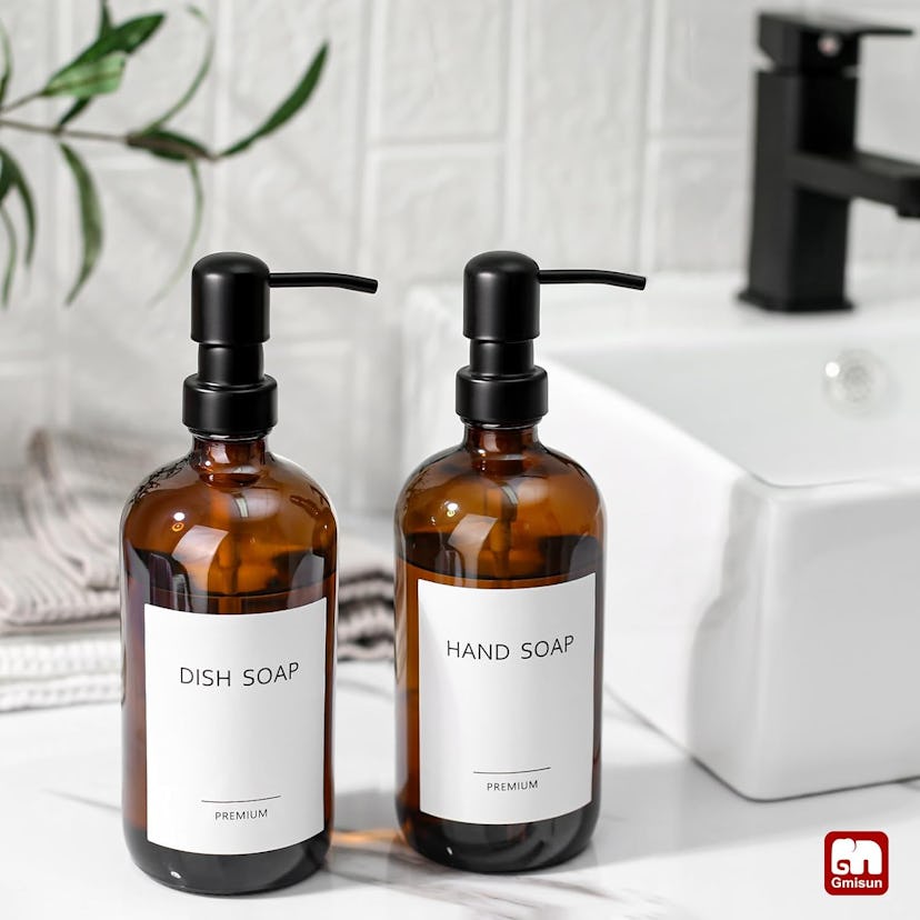 GMISUN Amber Glass Soap Dispenser (2-Pack)