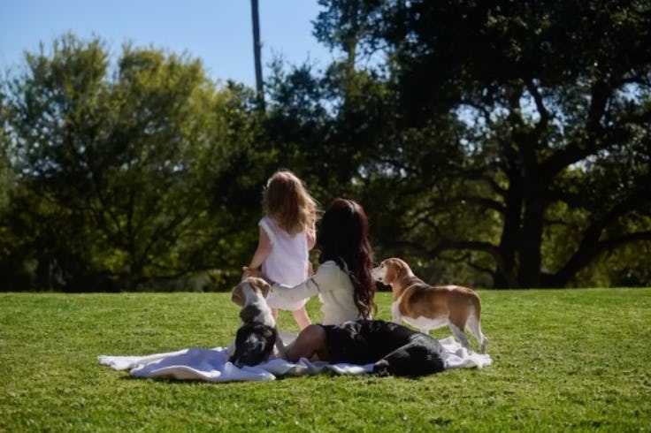 Meghan Markle, Princess Lilibet, and their dogs. Screenshot via Instagram