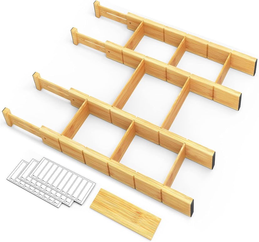 SpaceAid Bamboo Drawer Dividers (4-Pack)