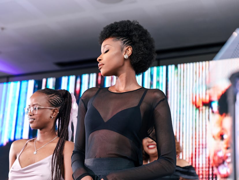 The model wearing winner Otlotleng Moshupa’s designs.