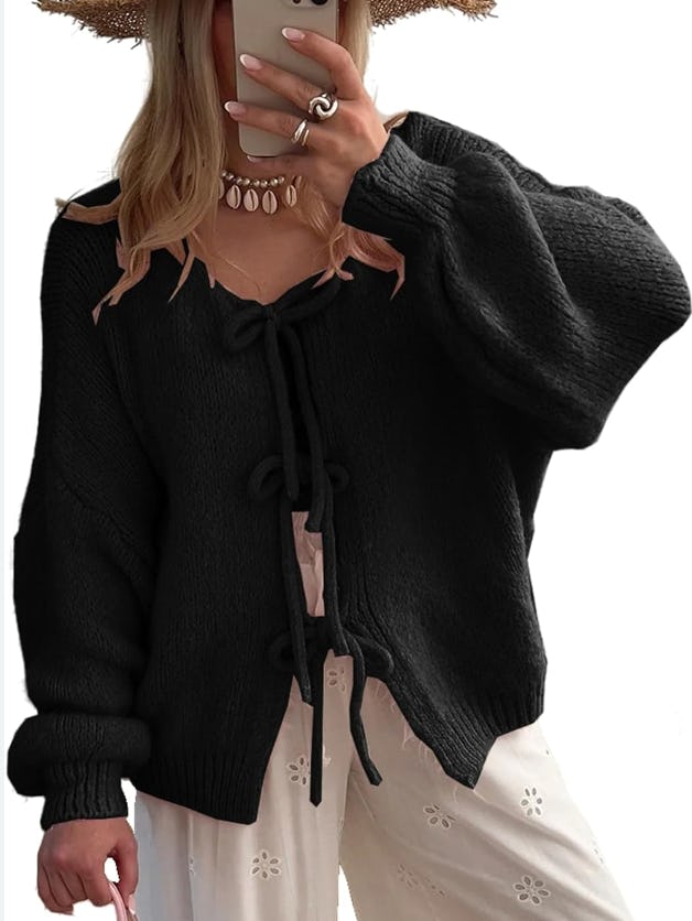 PRETTYGARDEN Women&rsquo;s Tie Front Bow Cardigan