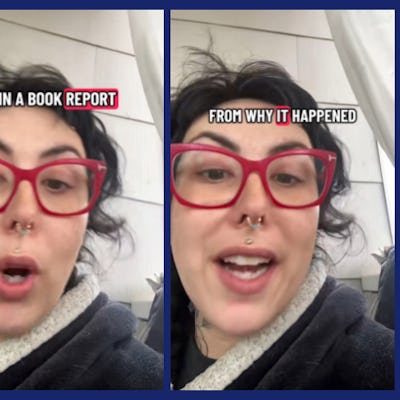 screen grabs of a woman talking to camera on tik tok about teaching her sons media literacy