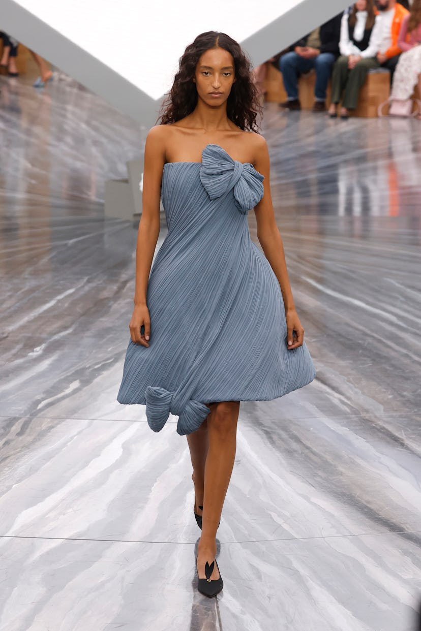 A model walks the runway during the Christian Dior Womenswear Spring/Summer 2026 show as part of Par...