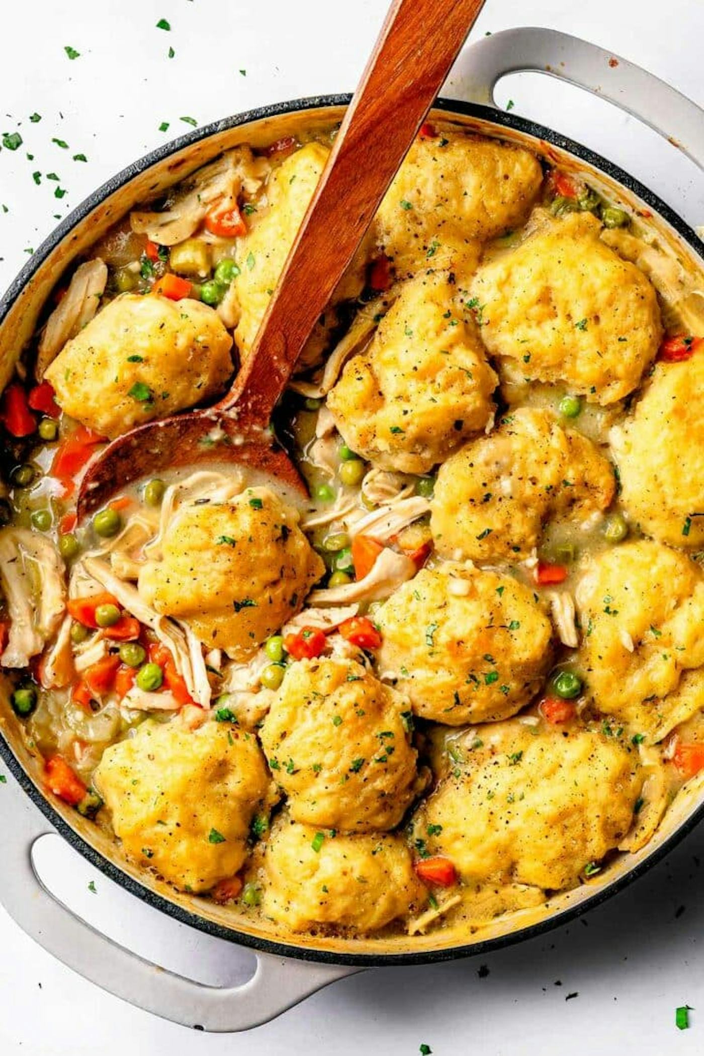 Easy Chicken and Dumplings, in a story about easy weeknight comfort meals