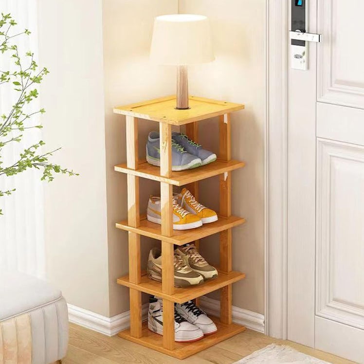 SAN HE Narrow Bamboo Shoe Rack