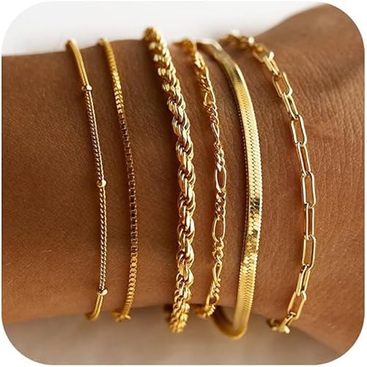 DEARMAY 14-Karat Gold-Plated Bracelets (6 Pieces)