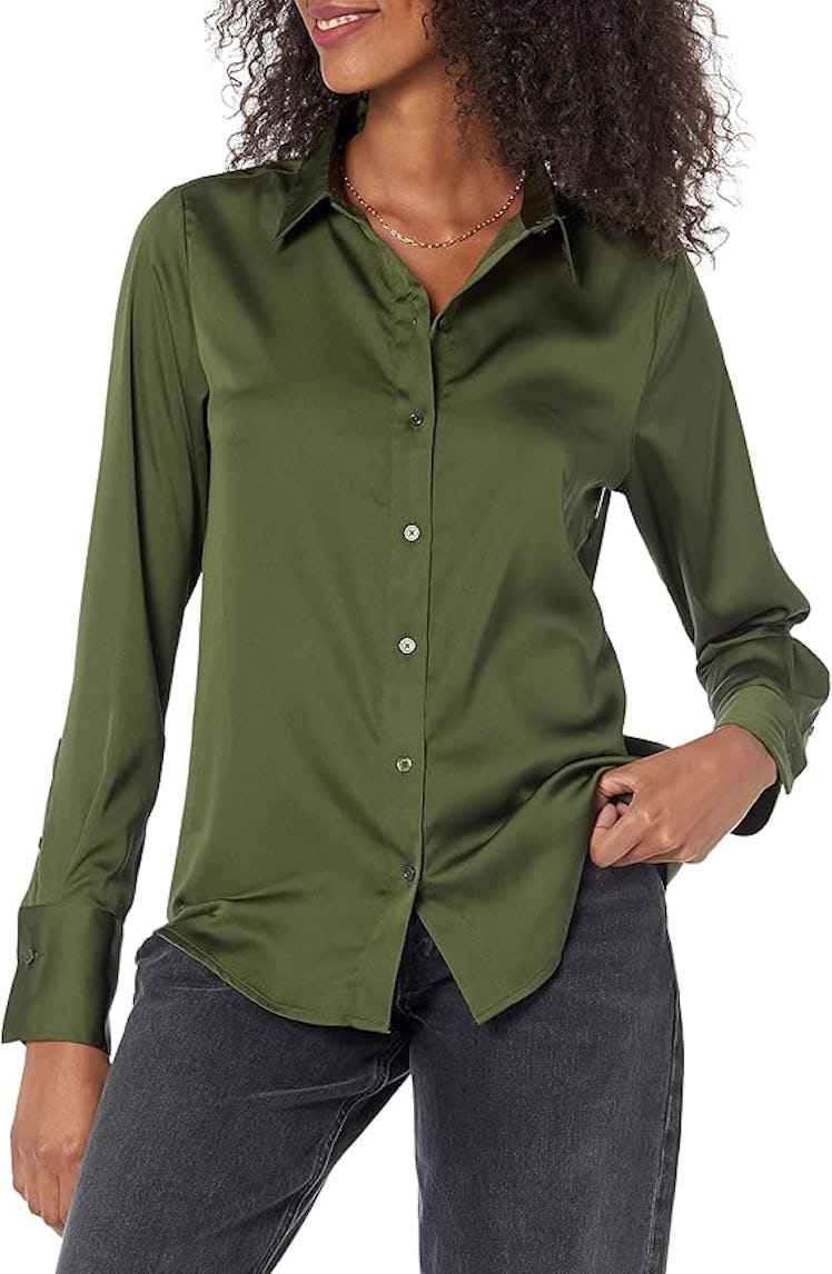 Amazon Essentials Satin Button Down Blouse