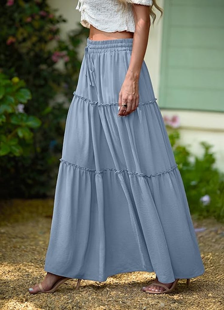 Lepunuo High-Waisted Flowy Maxi Skirt