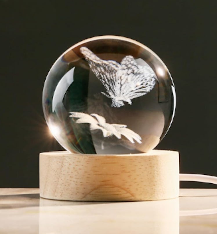 IFOLAINA 3D Butterfly Crystal Ball Night-Light