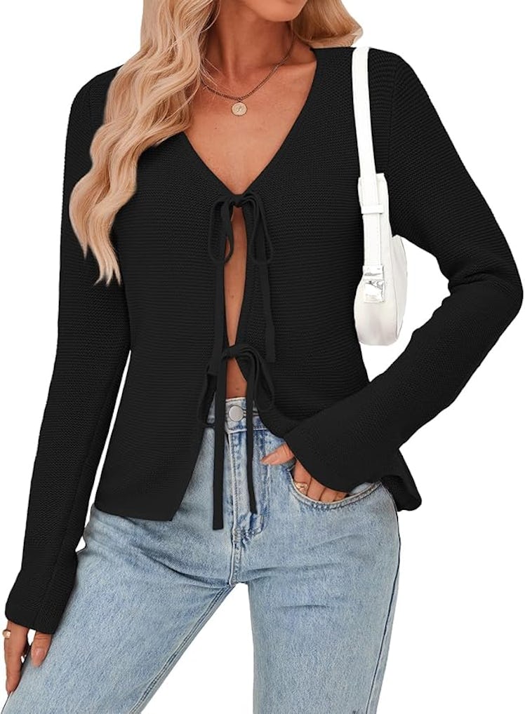 Trendy Queen Knit Tie-Front Top