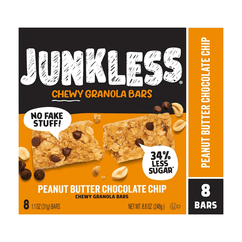 Junkless Peanut Butter Chocolate Chip Chewy Granola Bars