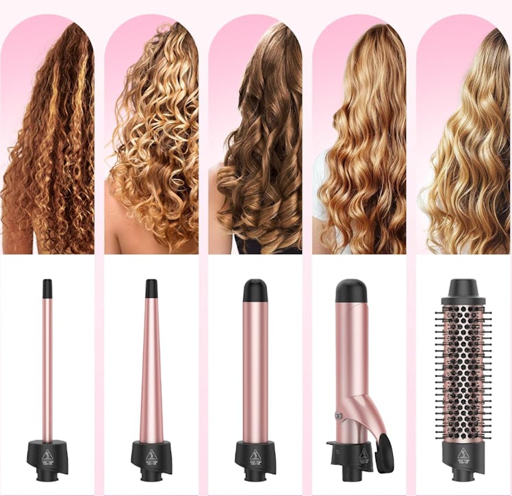 ANIEKIN 5 in 1 Curling Iron Set (9 Pieces)