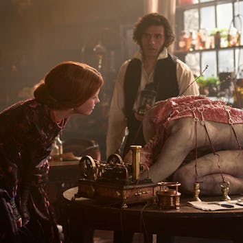 Mia Goth and Oscar Isaac in Frankenstein