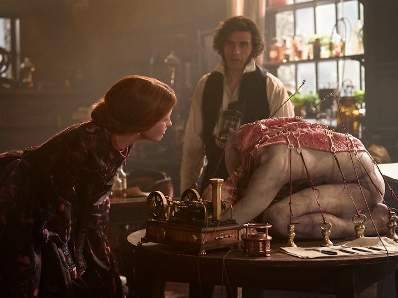 Mia Goth and Oscar Isaac in Frankenstein