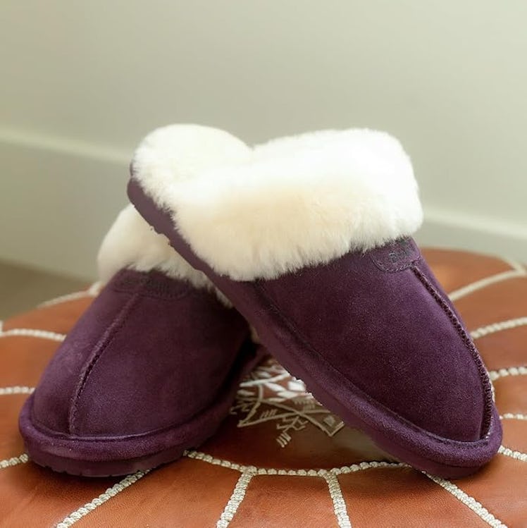 BEARPAW Fuzzy Suede Slippers 