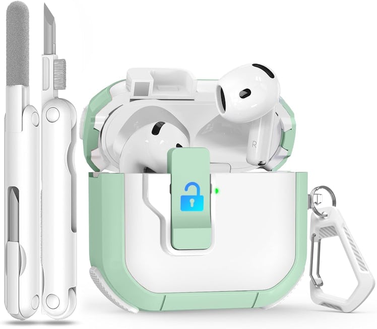 Ekoonpft Locking AirPods Case With Cleaner (2 Pieces)