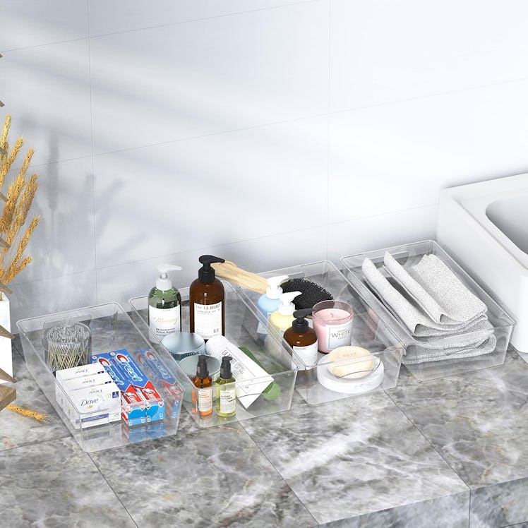 Simple Houseware Kitchen Clear Bin Storage Organizer (4-Piece)