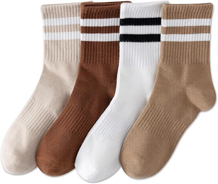 YUWELL Striped Crew Socks (4-Pack)