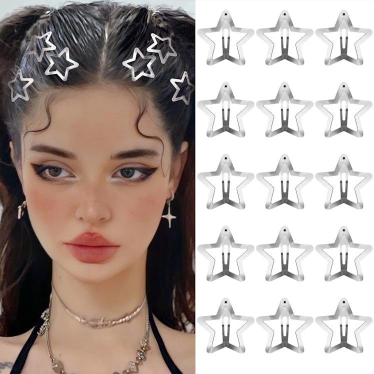 SAOROPEB Star Hair Clips (Set of 15) 