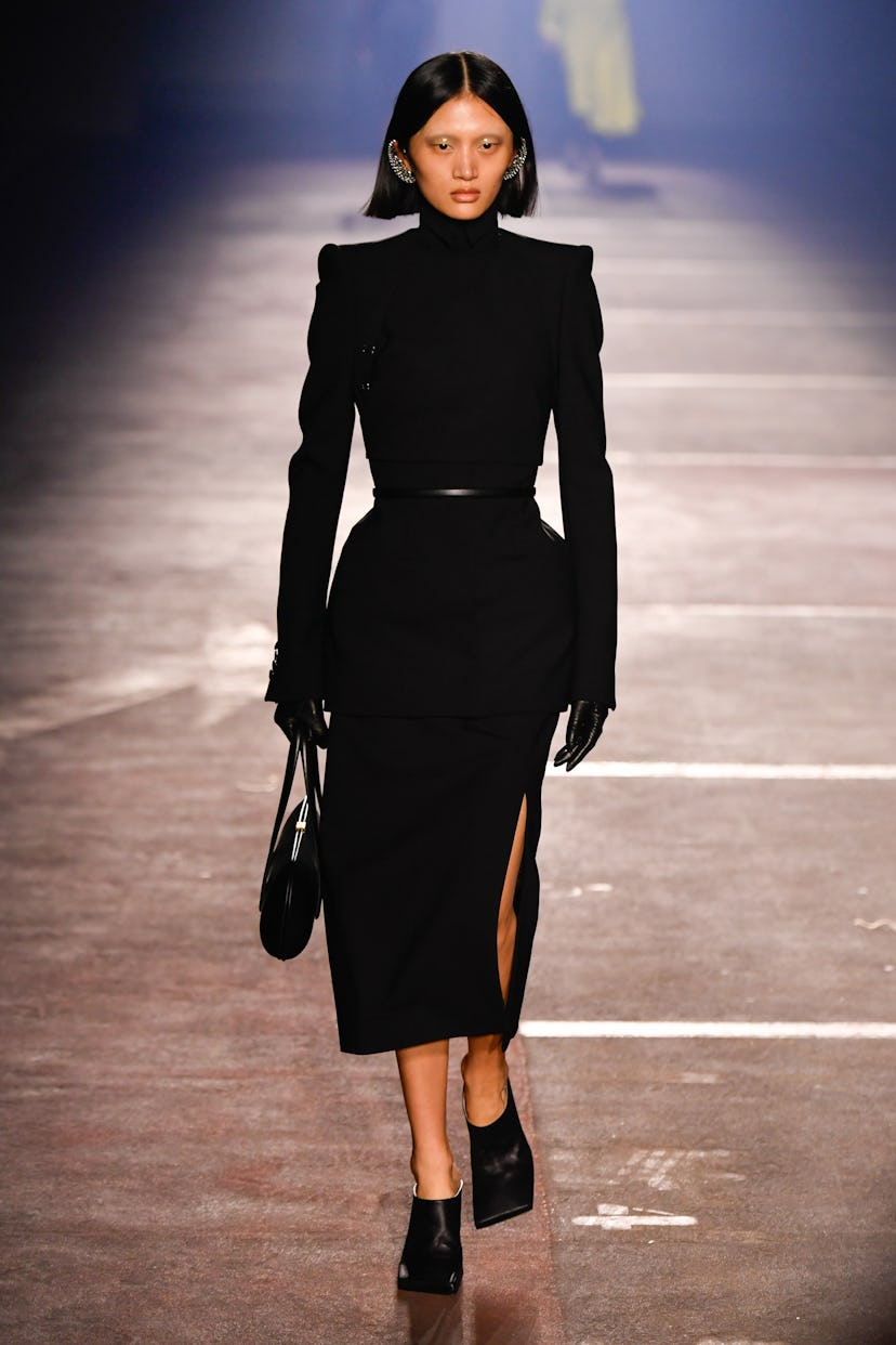 Model on the runway at the Mugler fashion show as part of Spring/Summer 2026 Paris Fashion Week on O...