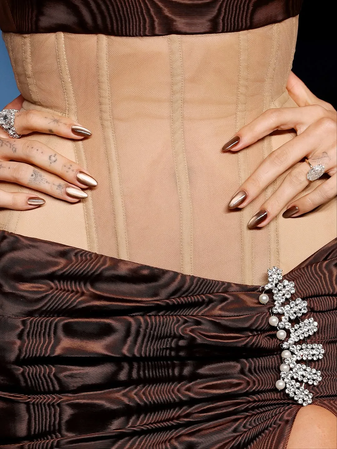 Hailey Bieber's Cat-Eye Nails Won The 2025 Academy Museum Gala