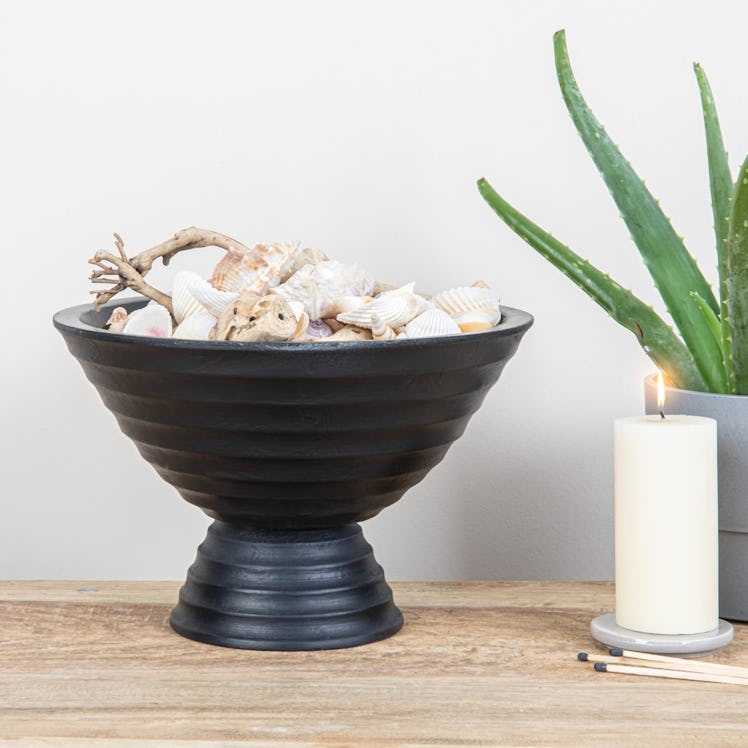 Creative Co-Op Wood Pedestal Serving Bowl
