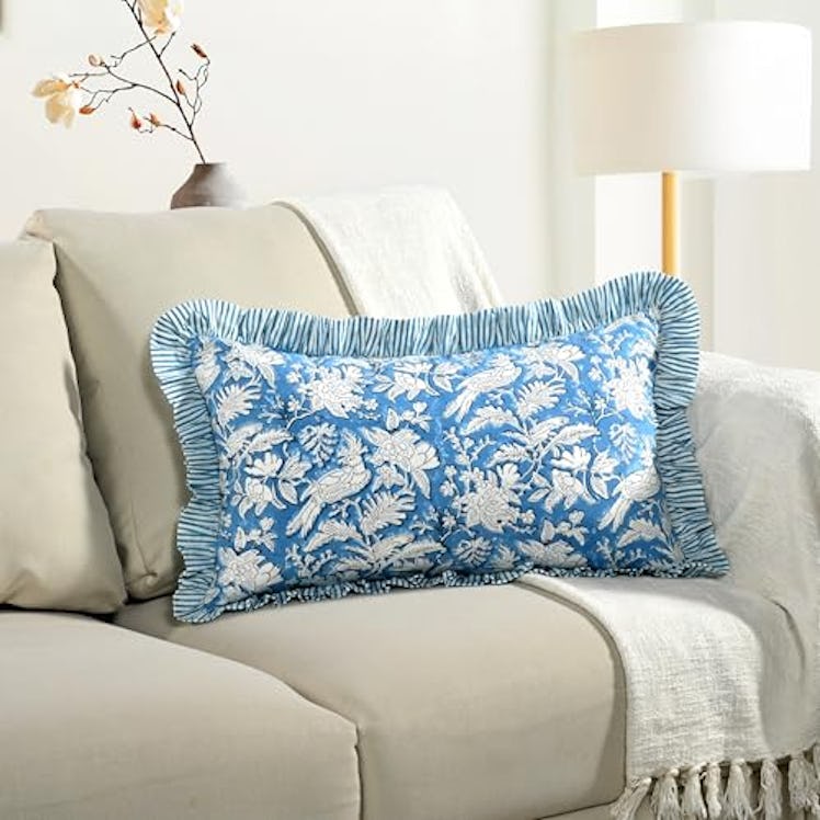 CPC Blue Sapphire 100% Cotton Ruffle Sham Pillow Cover
