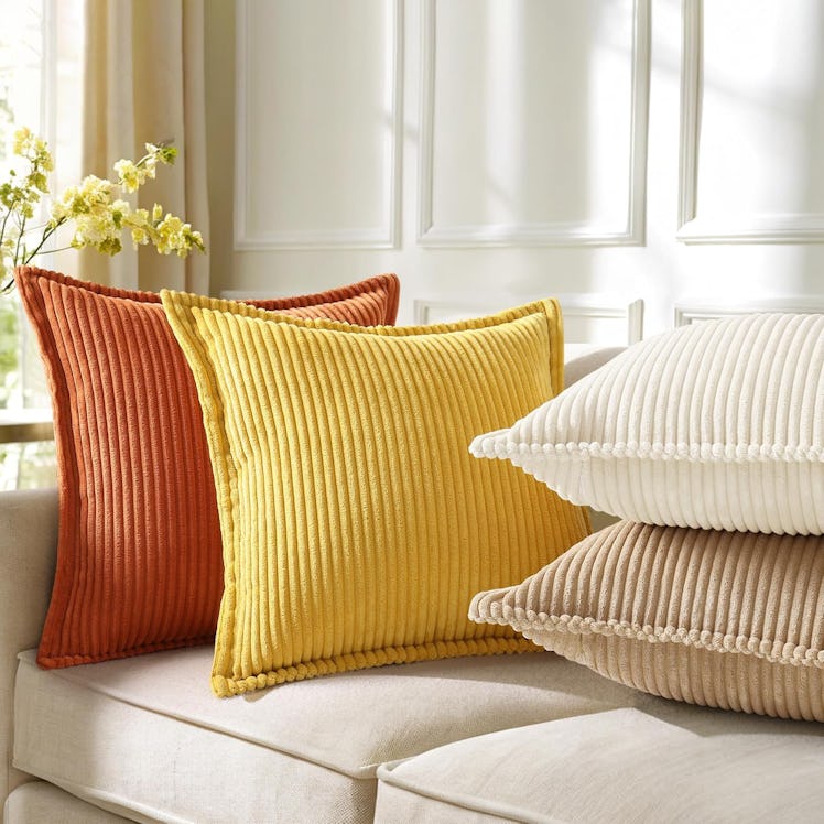 DecorUhome Corduroy Throw Pillow Covers (2-Pack)