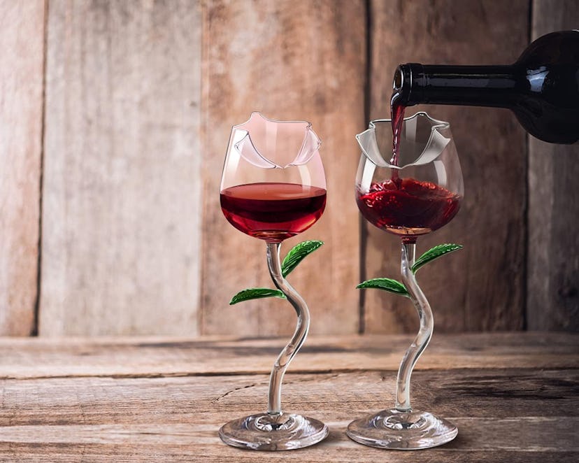 Flylin Rose Flower Wine Glasses (2-Pack)
