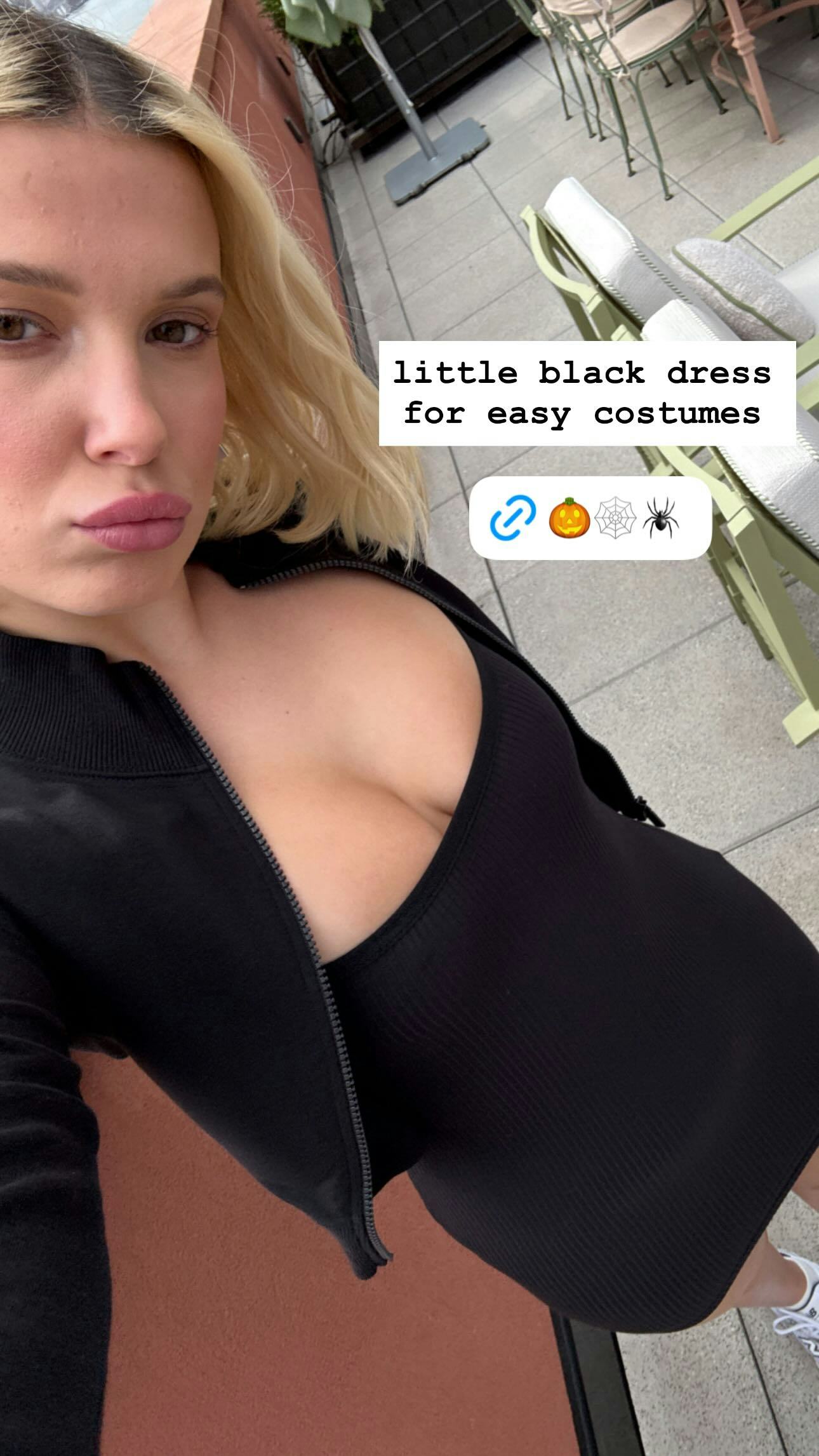 Millie Bobby Brown's micro mini bodycon dress is a millennial-fave trend.