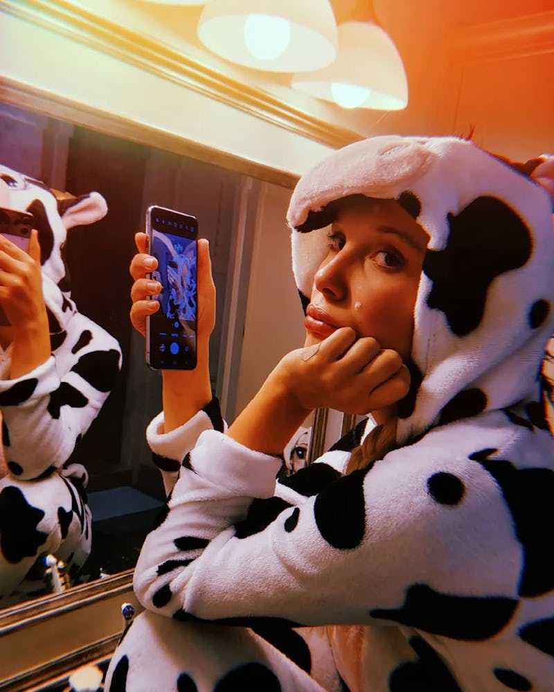 Millie Bobby Brown's micro mini bodycon dress is a millennial-fave trend.