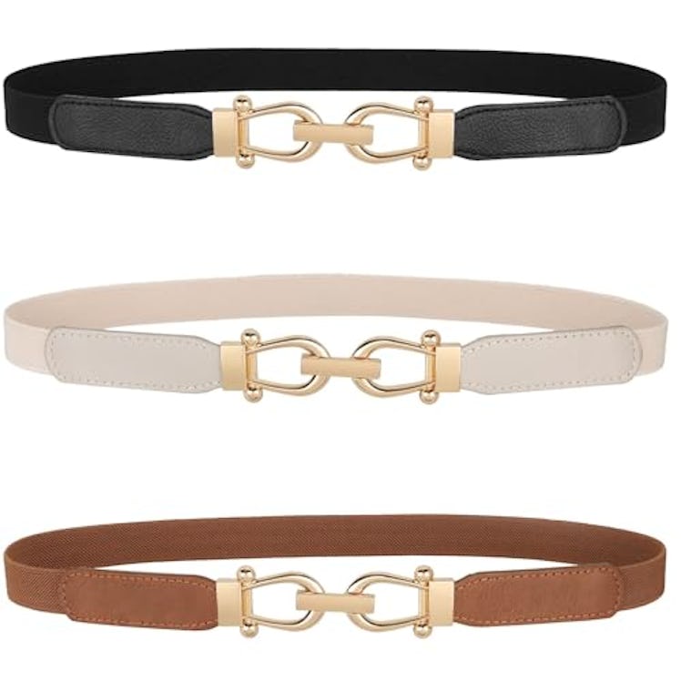 JASGOOD Skinny Elastic Belt (3-Pack)