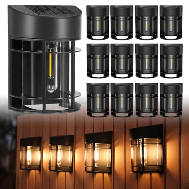 DOESLAG Solar Fence Lights (12-Pack)