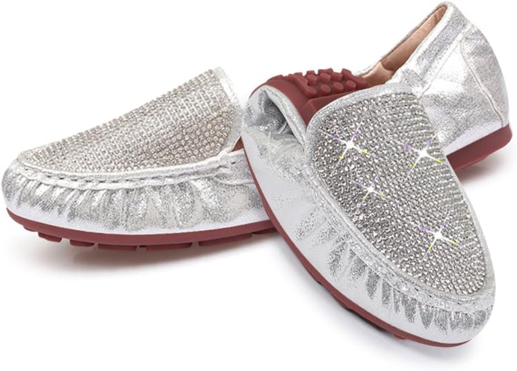 KUNWFNIX Slip On Rhinestone Flats 
