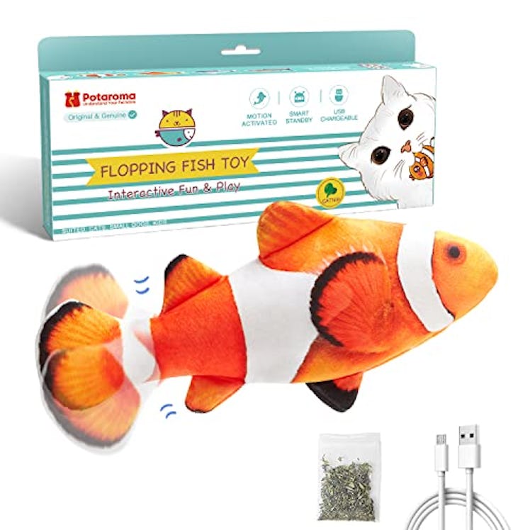 Potaroma Cat Toys Flopping Fish with SilverVine and Catnip, Moving Kitten Kicker, Floppy Wiggle Clow...