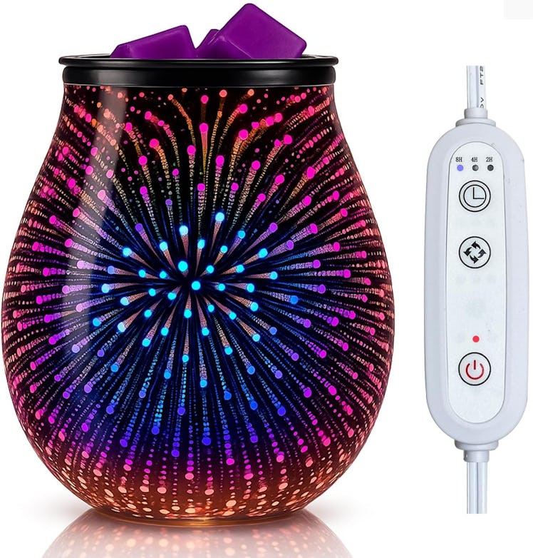 Leyoue 3D Glass Fireworks Electric Wax Melt Warmer