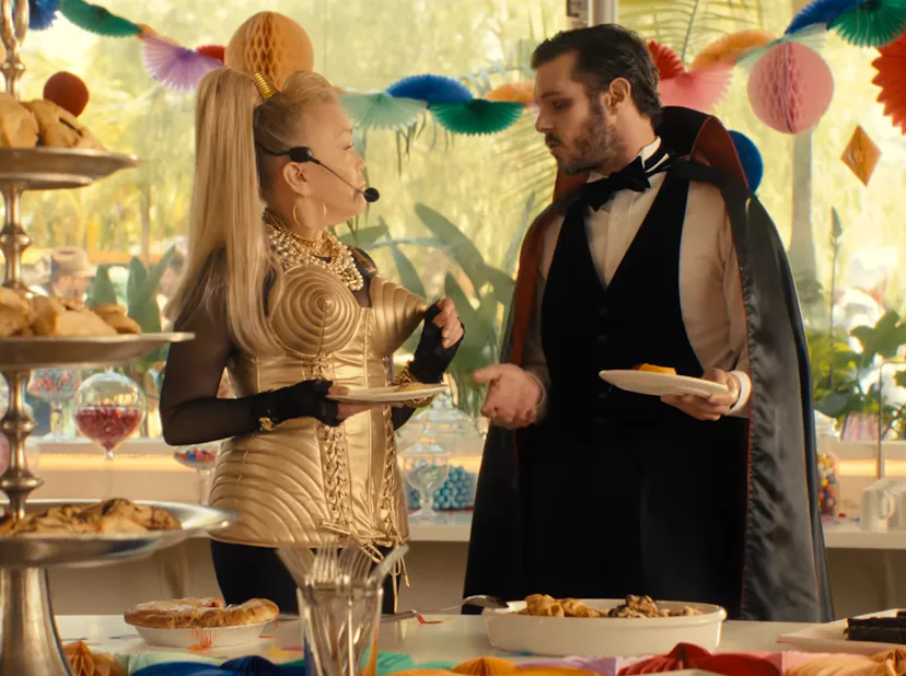 Stephanie Faracy and Adam Brody in Nobody Wants This. Screenshot via Netflix