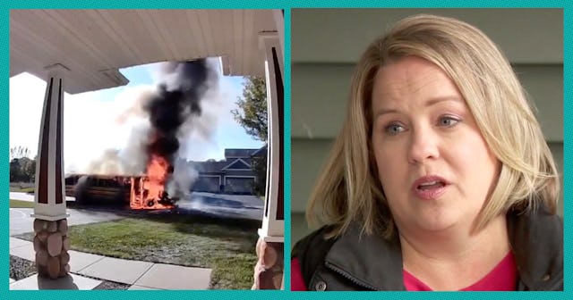 Mom Kari Thorpe and a local bus driver saved 22 school children from a bus fire.