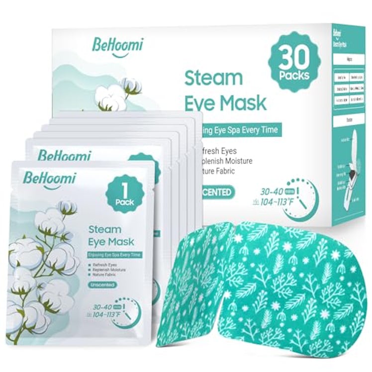 BeHoomi 30Packs Steam Eye Mask, Heated Eye Mask Warm Compress for Eyes, Self Heating Warm Eye Masks ...