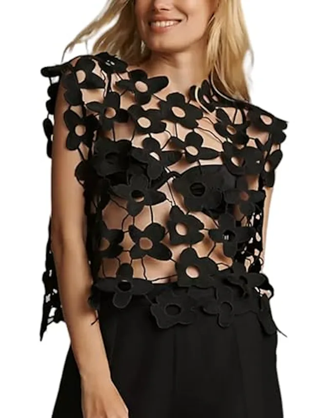 Yimoon Cut-Out Floral Lace Top
