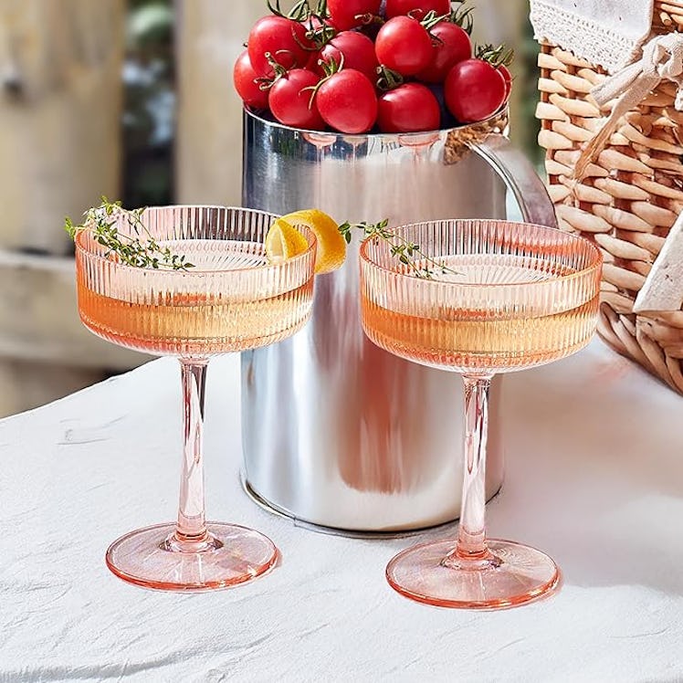 Khen Shatterproof Ribbed Cocktail Glasses (Set of 2)