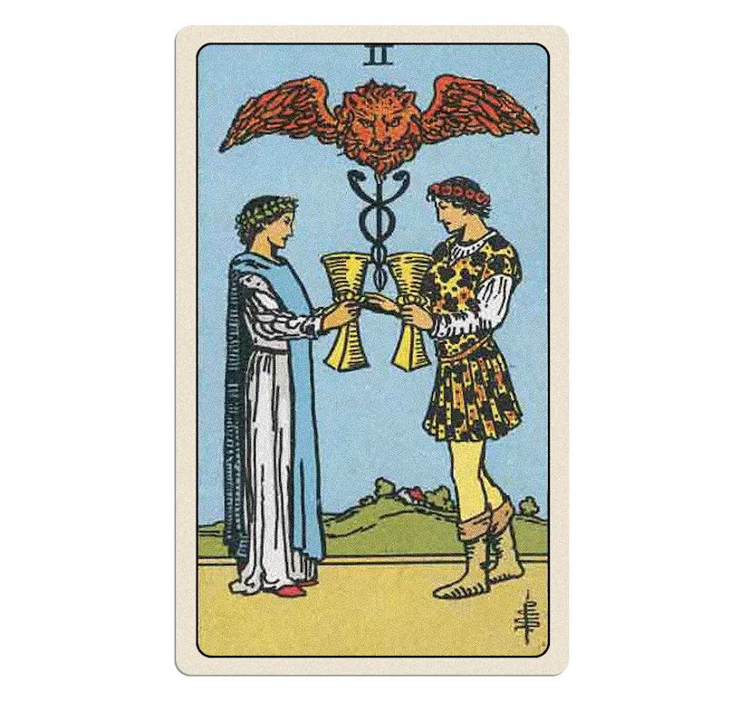 Your tarot card for the week of Oct. 27, 2025 is the Two of Cups.