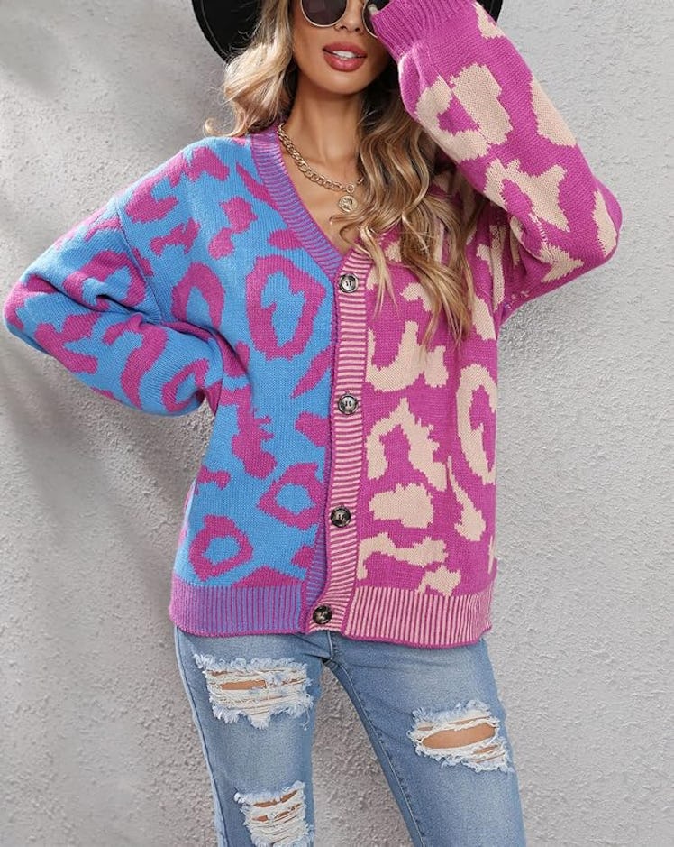 Chouyatou Leopard Print Cardigan